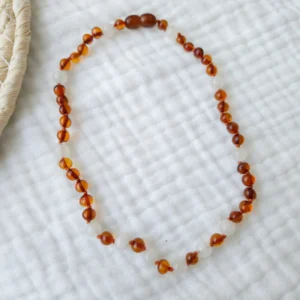 Barnsteen ketting | maansteen - cognac