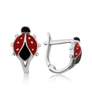 Zilveren oorbellen meisjes | klein lieveheersbeestje