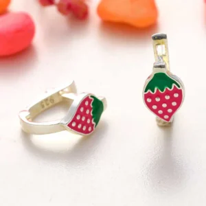 Zilveren oorbellen meisjes | roze aardbeien