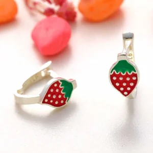 Zilveren oorbellen meisjes | rode aardbeien