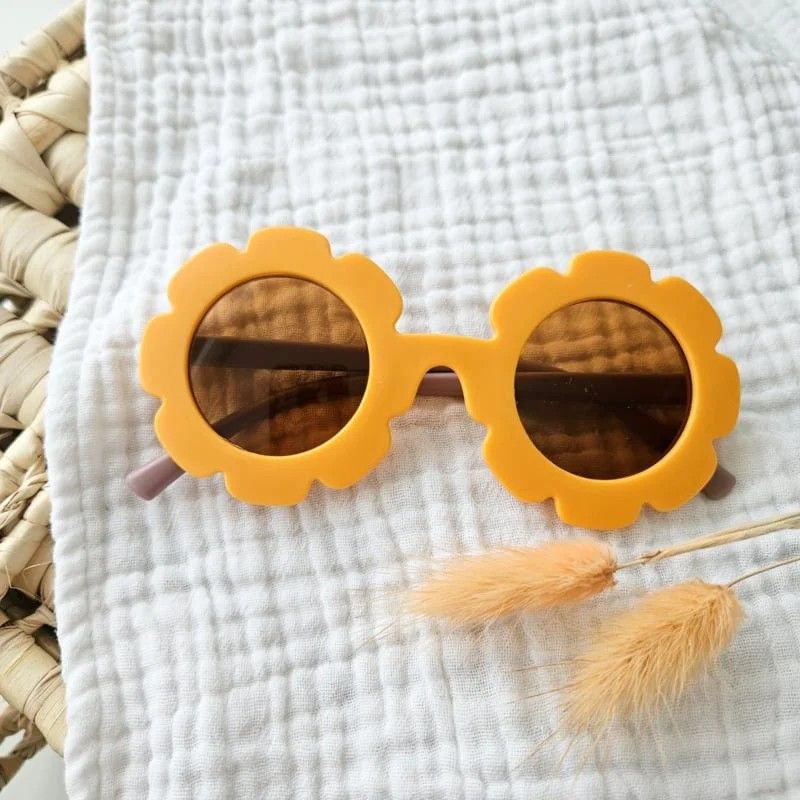 Kinderzonnebril bloem | geel - paars