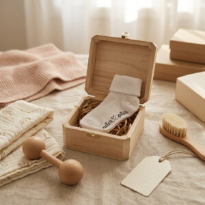 Aankondigingskistje met babysokjes - meter&peter