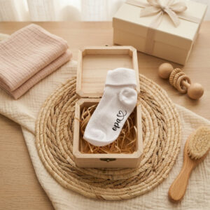 Aankondigingskistje met babysokjes - opa