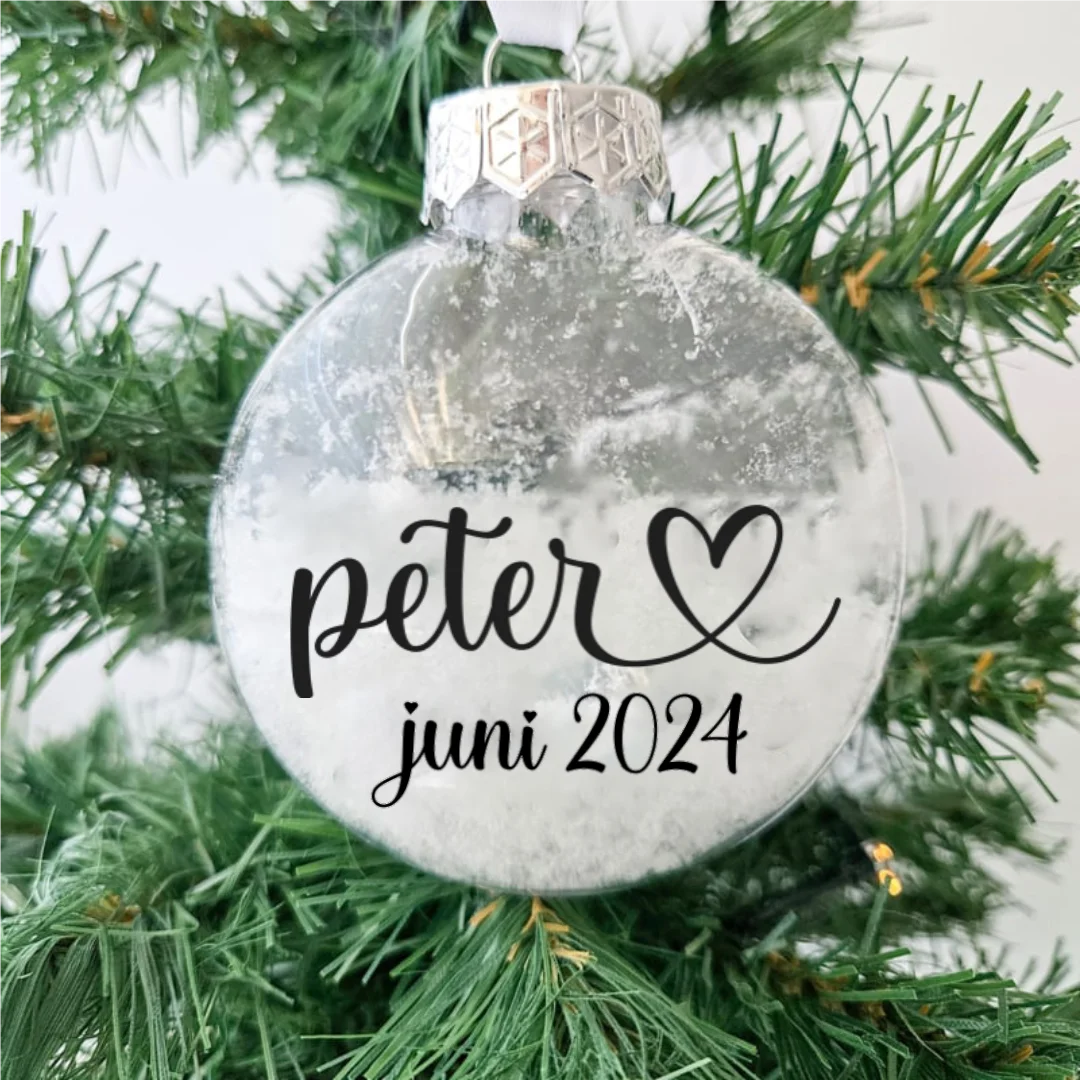 Kerstbal plat zwangerschapsaankondiging | peter