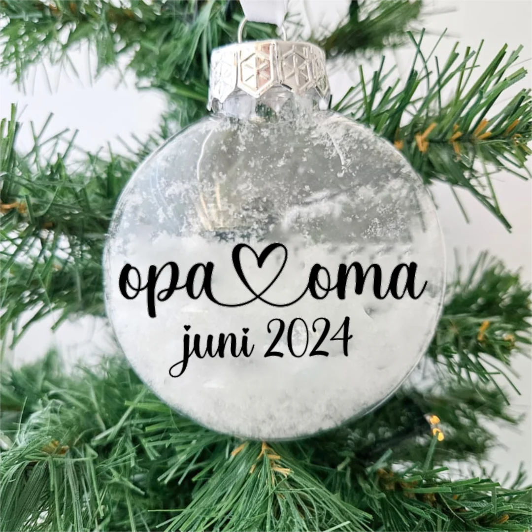 Kerstbal plat zwangerschapsaankondiging | opa&oma