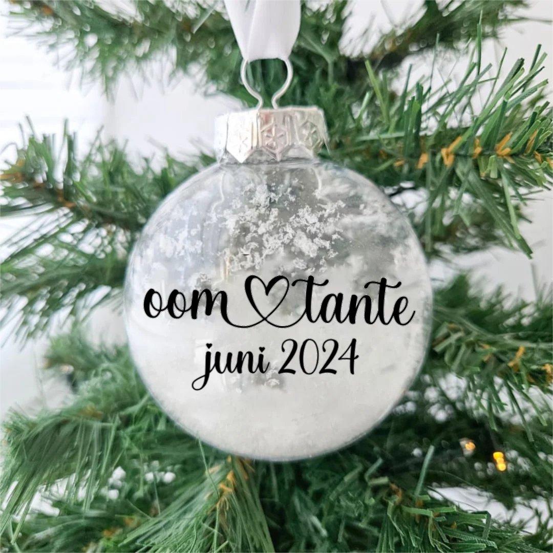 Kerstbal bol zwangerschapsaankondiging | oom&tante