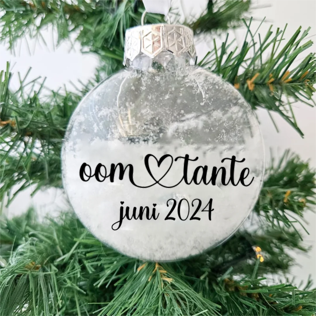 Kerstbal plat zwangerschapsaankondiging | oom&tante