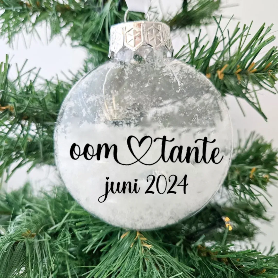 Kerstbal plat zwangerschapsaankondiging | oom&tante
