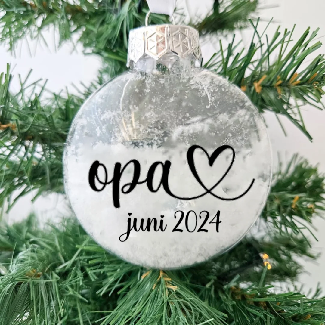 Kerstbal plat zwangerschapsaankondiging | opa