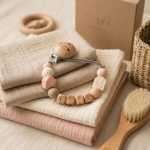 Speenkoord met arch creme | zalmroze - havermout