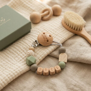 Speenkoord met arch creme | oudgroen - taupe