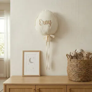 Stoffen ballon met naam | offwhite