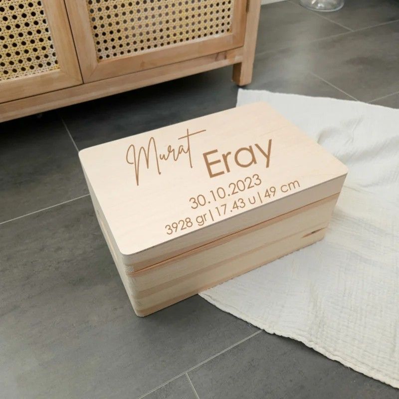 Houten memorybox M | geboortegegevens