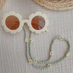 Zonnebrilkoord met bloemen | groen