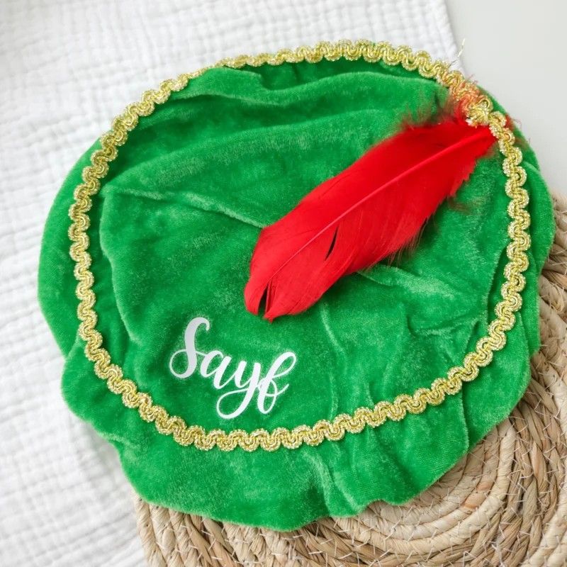 Pietenmuts met naam fluweel | groen