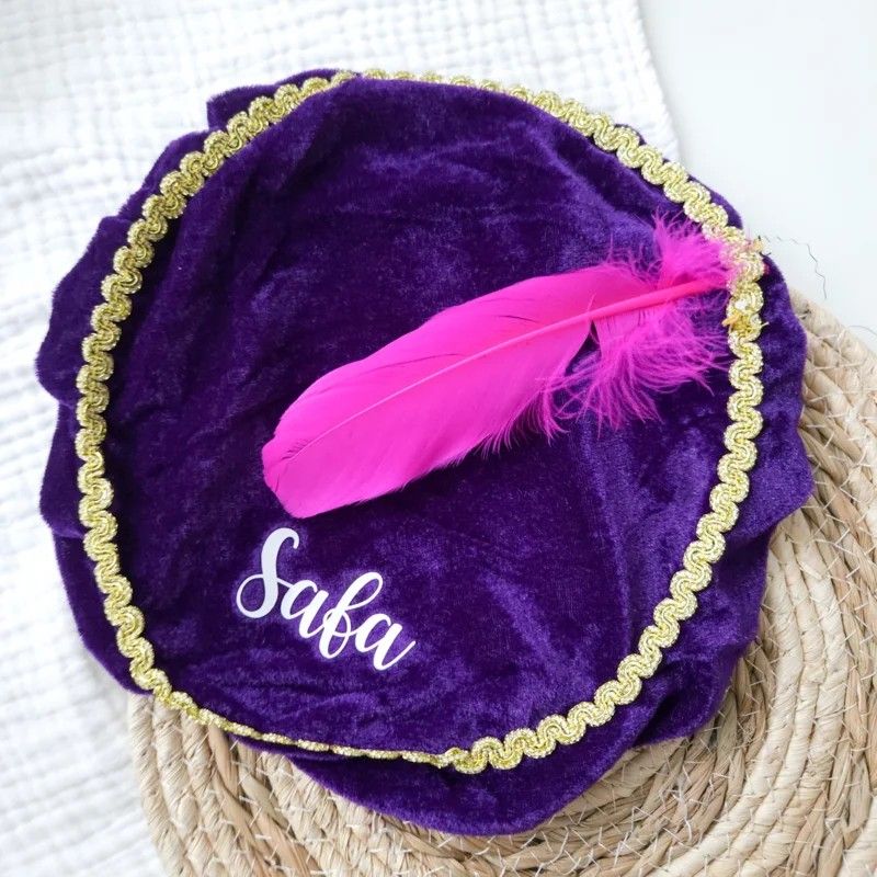 Pietenmuts met naam fluweel | paars