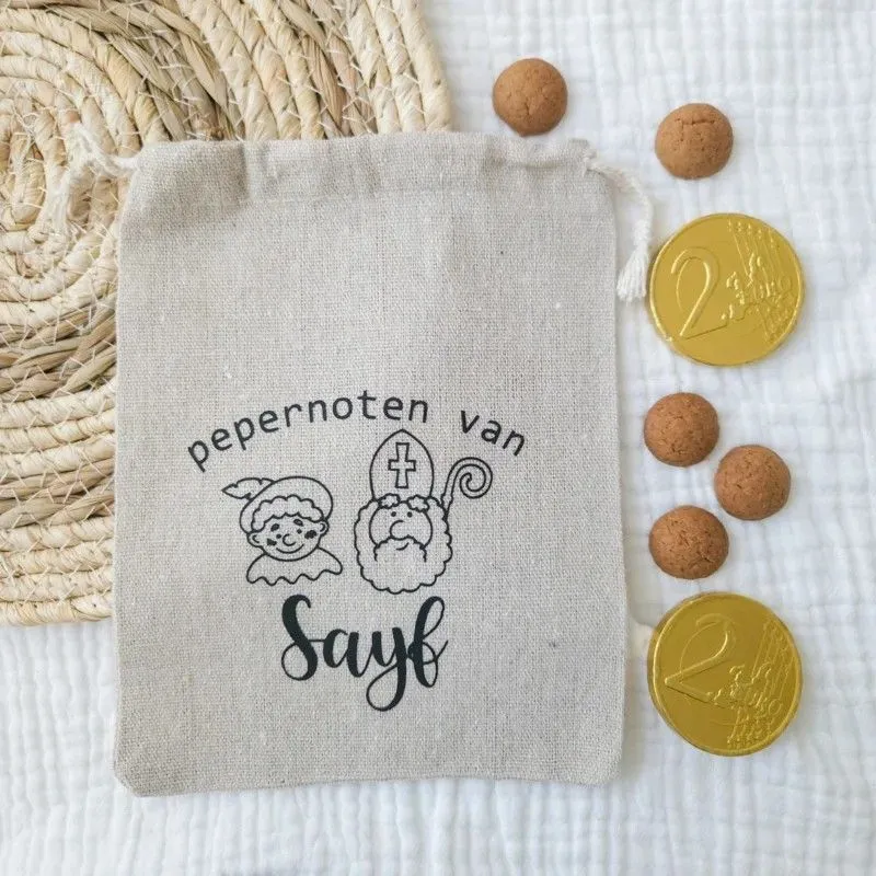 Pepernotenzakje met naam | Sint en piet
