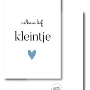 Kaartje blauwe hart | welkom lief kleintje