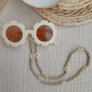 Zonnebrilkoord met bloemen | zand