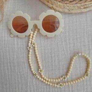 Zonnebrilkoord met bloemen | beige