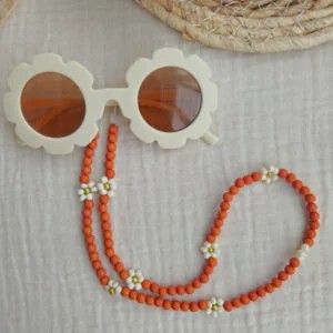 Zonnebrilkoord met bloemen | oranje