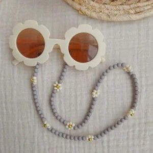 Zonnebrilkoord met bloemen | taupe