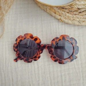 Kinderzonnebril bloem | luipaard zwarte glazen