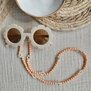 Zonnebrilkoord met bloemen | zalmroze