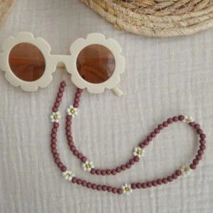 Zonnebrilkoord met bloemen | bruin