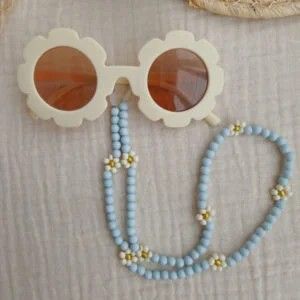 Zonnebrilkoord met bloemen | blauw